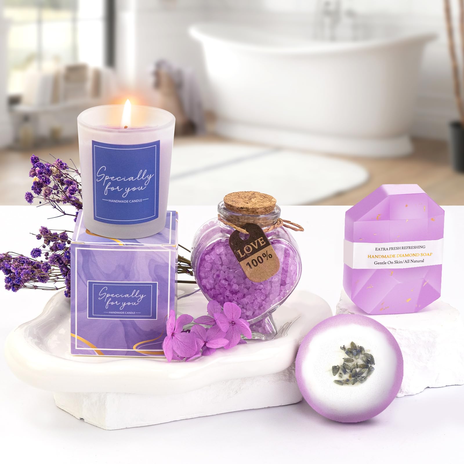 Betem Lavender Spa Gift Basket bath ball adds a soothing bath experience.