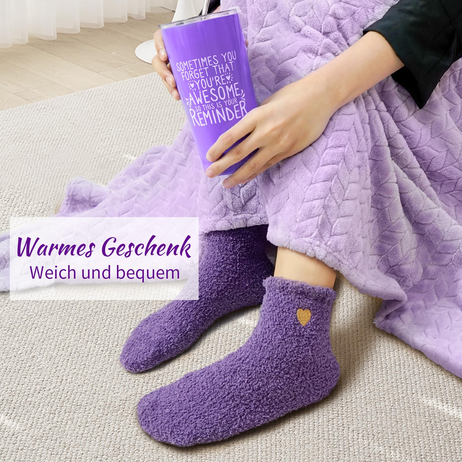 Betem Lavender Spa Gift Basket blanket provides soft warmth for cozy evenings.