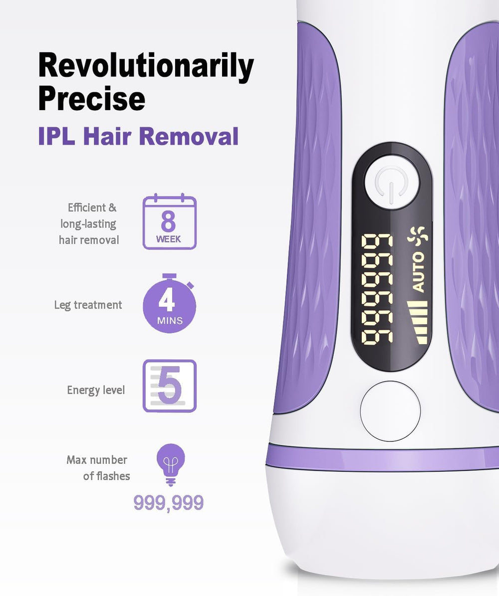 BETNEP IPL laser removal device display highlights settings for personalized at-home treatment sessions.
