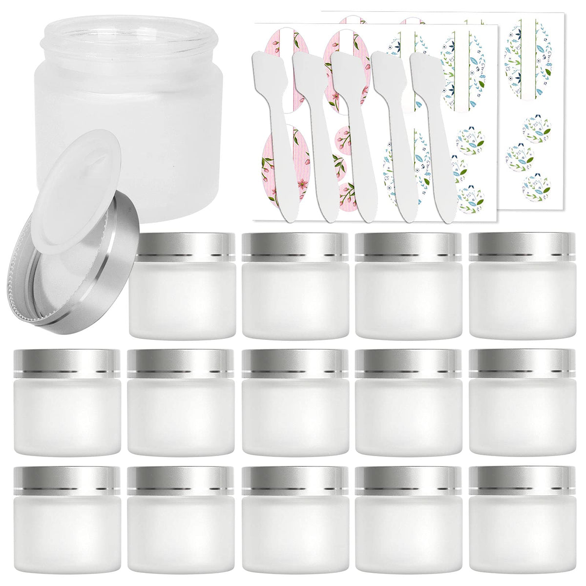 Betrome 2oz frosted glass jar with inner liner showing leak-proof storage for creams