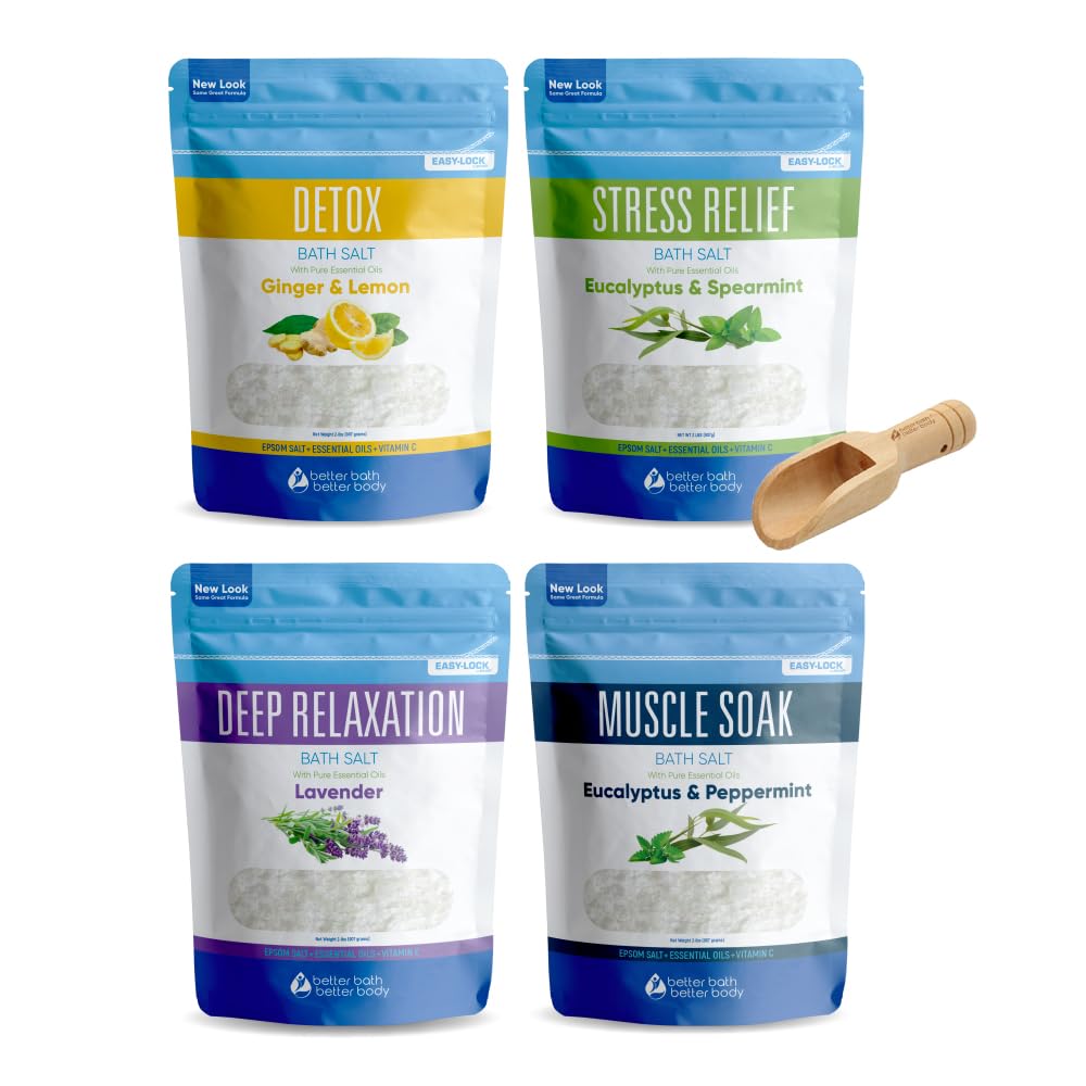 Better Bath Better Body Bath Salts Sampler Pack Shot for a calming home spa ritual