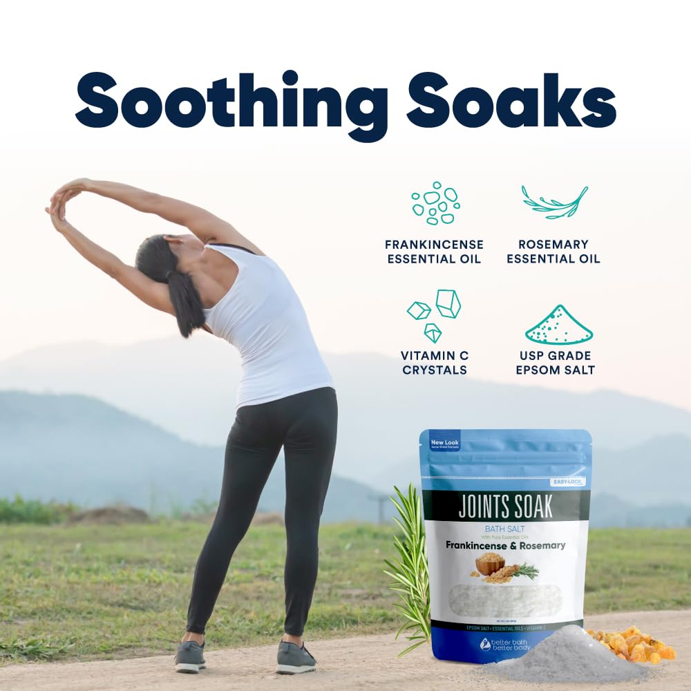 Better Bath Better Body Joints Soak press-lock seal demonstrates spill-free, convenient use.