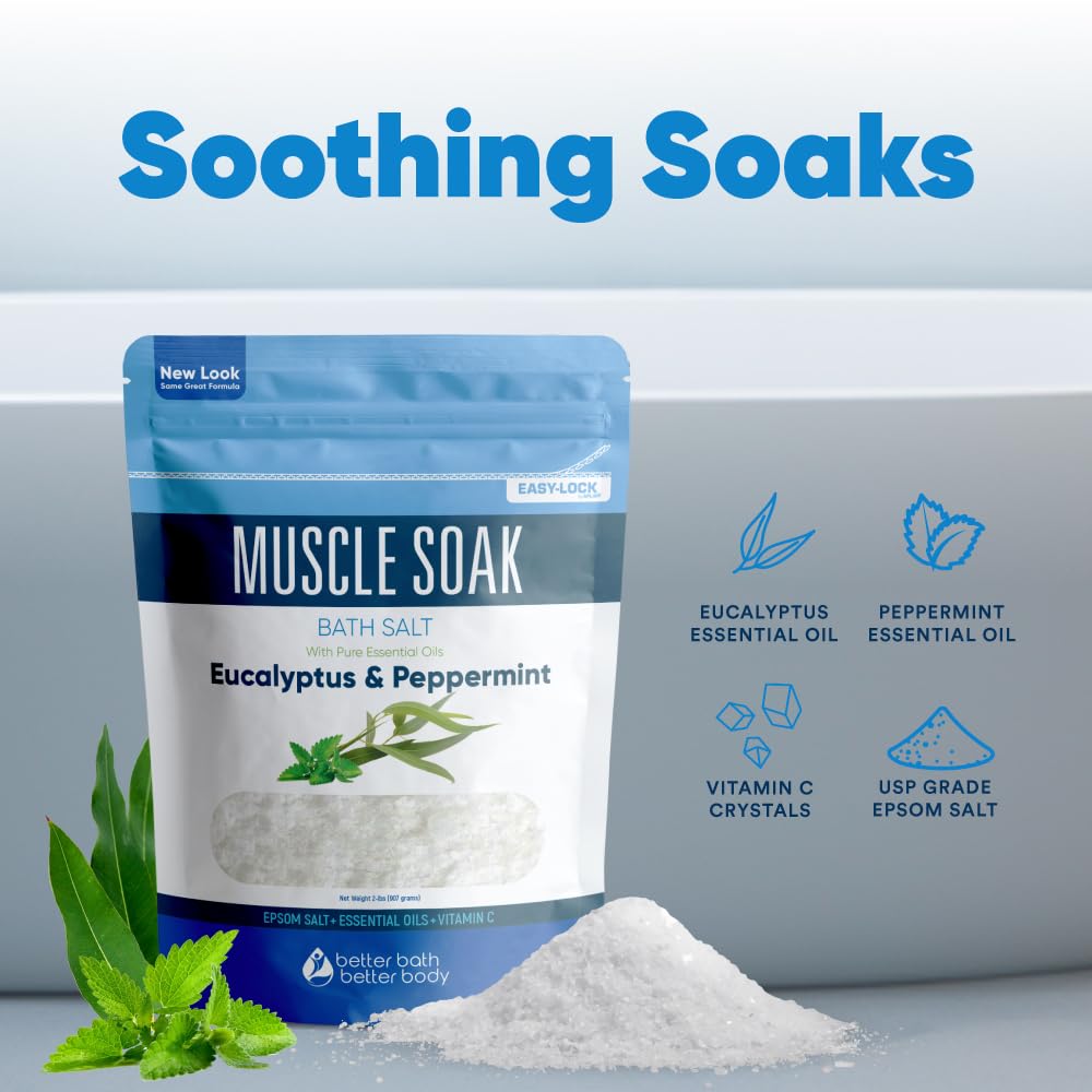 Better Bath Better Body Muscle Soak natural ingredients in BPA-free pouch for storage