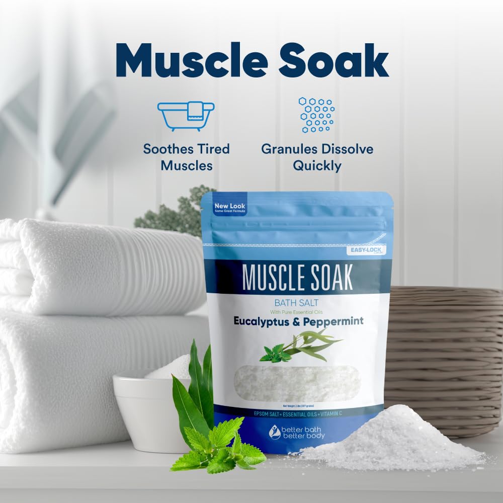Better Bath Better Body Muscle Soak vitamin C crystals help bath clarity.