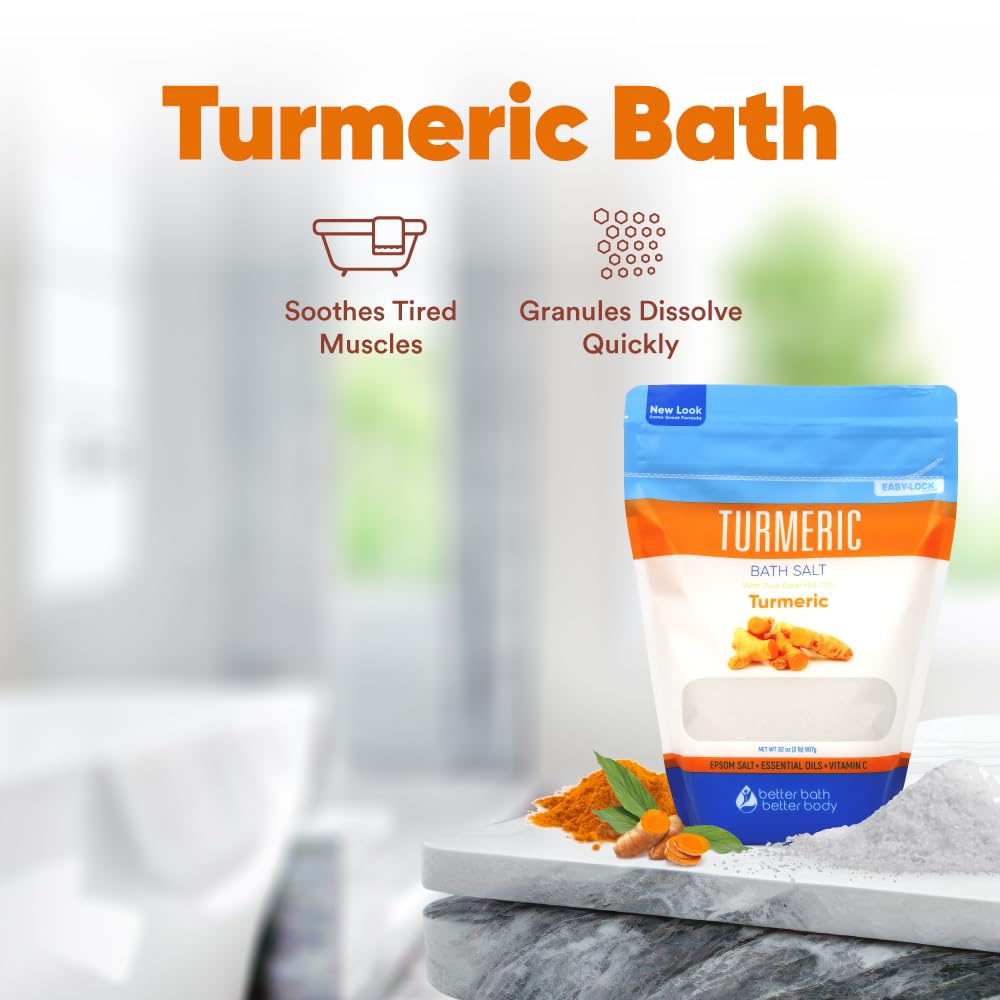 Better Bath Better Body turmeric bath salt close-up with Vitamin C crystals.
