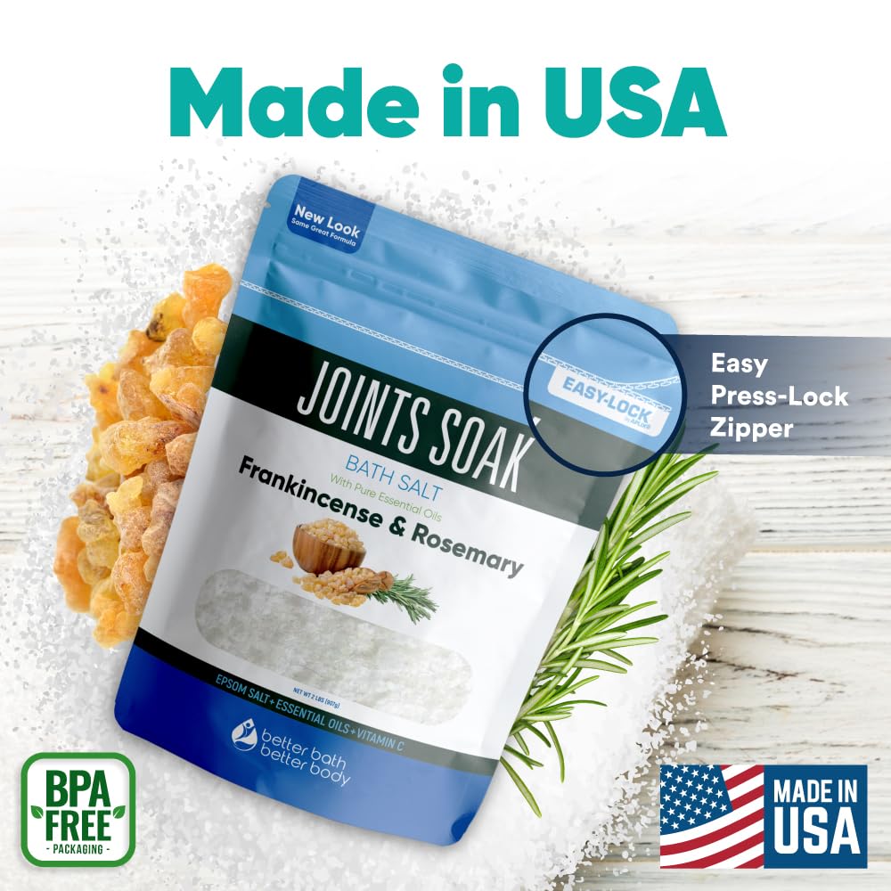 Better Bath Better Body Joints Soak USA-made packaging underscores quality and responsible sourcing.
