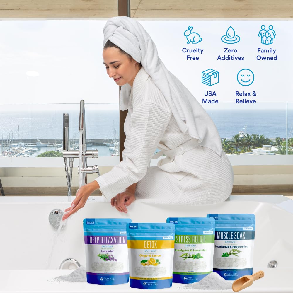 Better Bath Better Body USP Epsom Salt closeup emphasizing premium mineral soak benefits