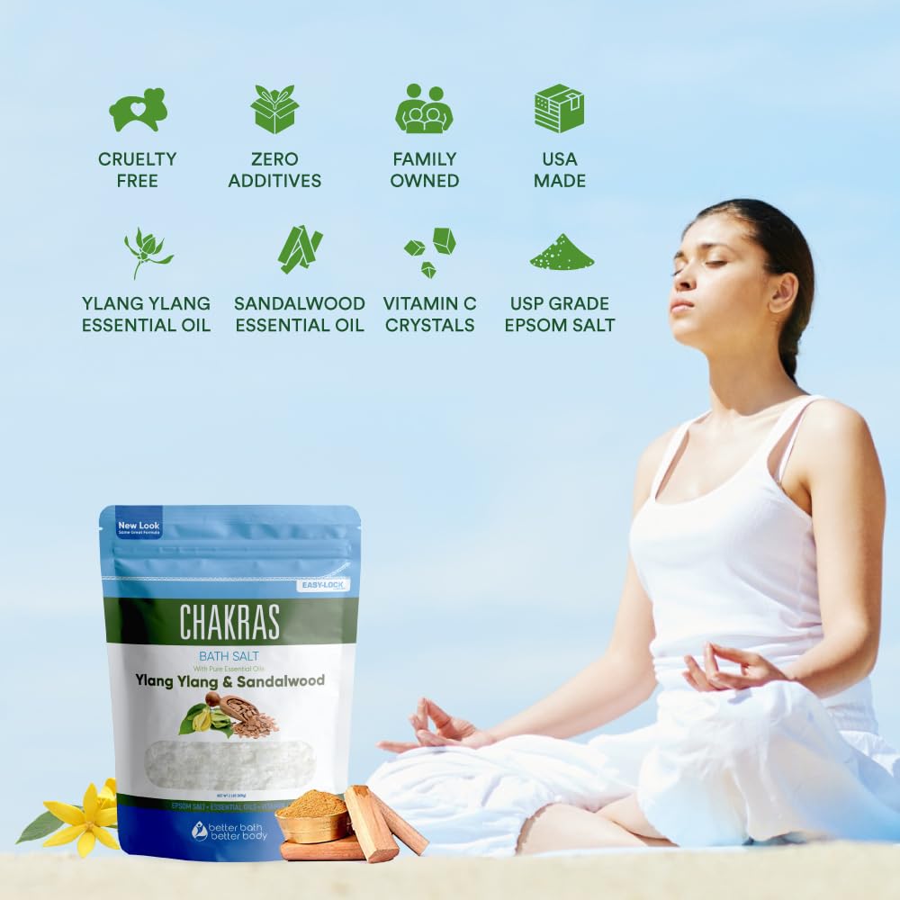 Better Bath Better Body chakras bath salt ylang ylang sandalwood oil pour aroma.