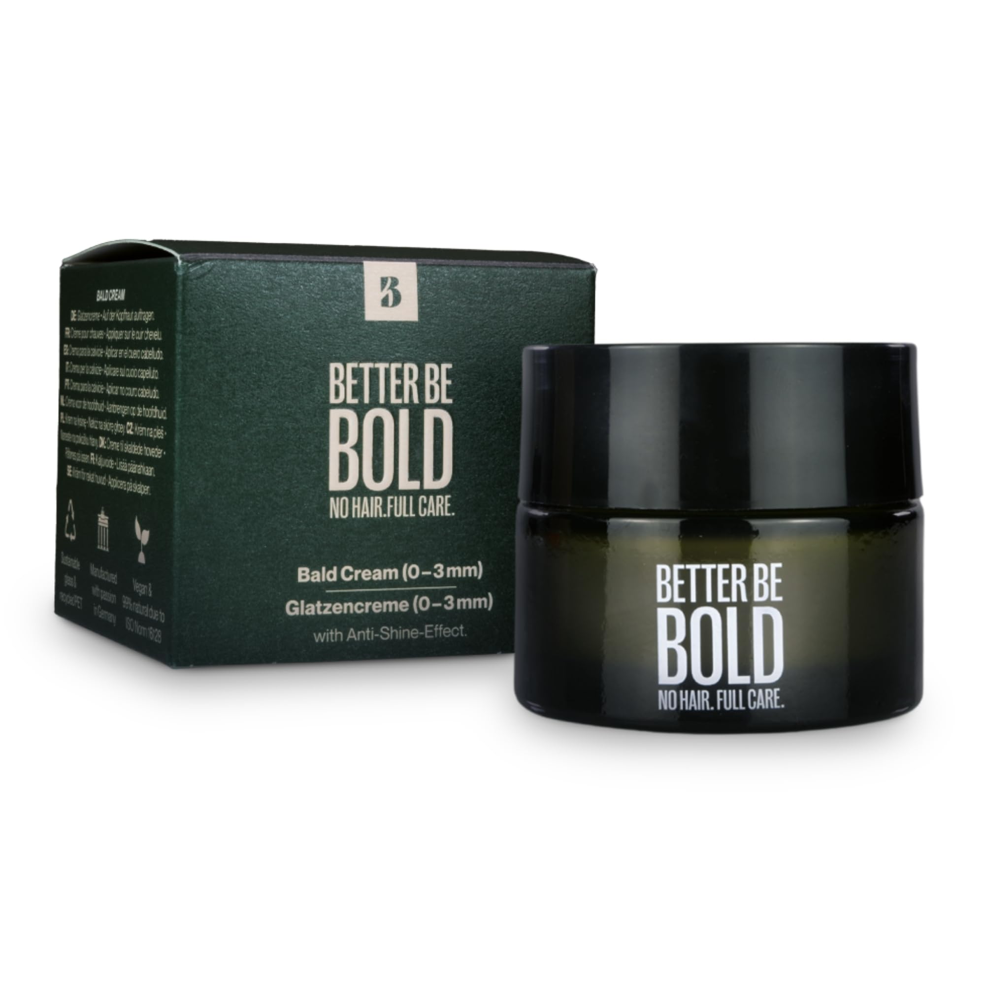 BETTER BE BOLD bald cream application on scalp demonstrates fast absorption.