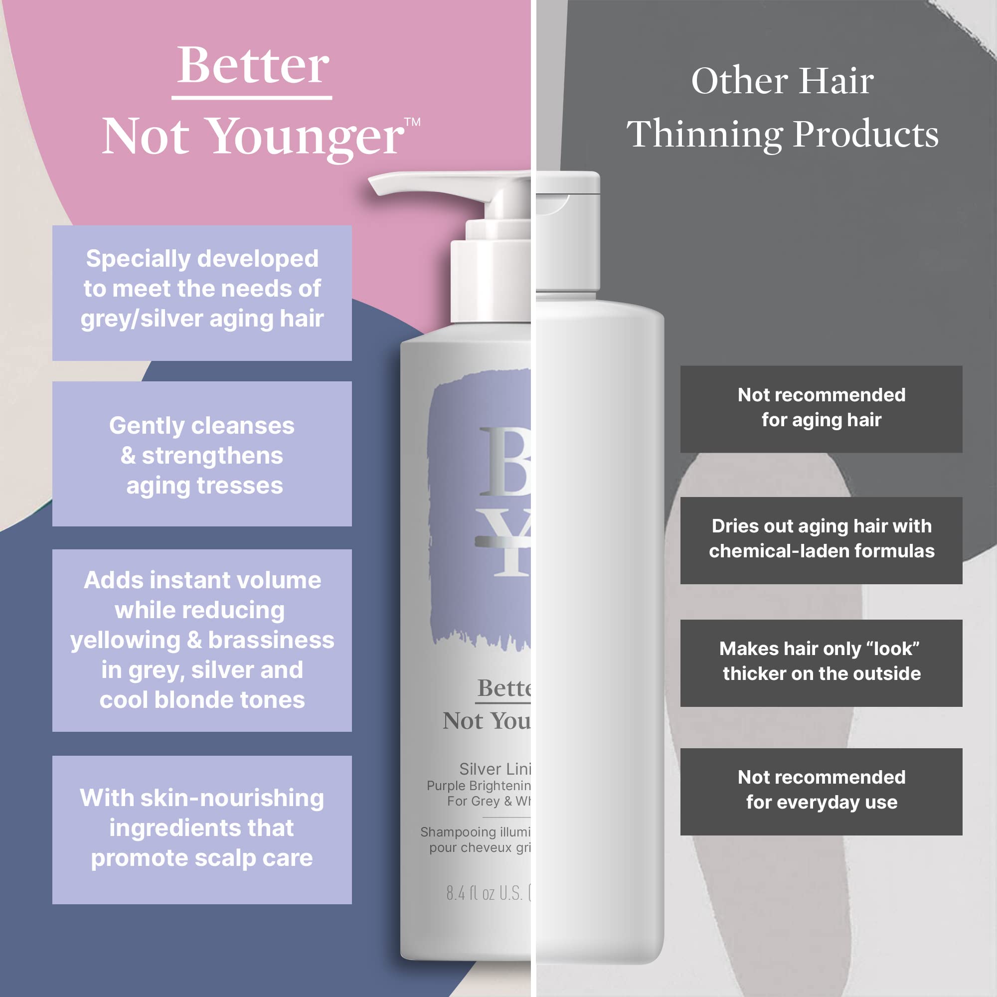 Better Not Younger aging-hair nourishment supports strength and vitality.