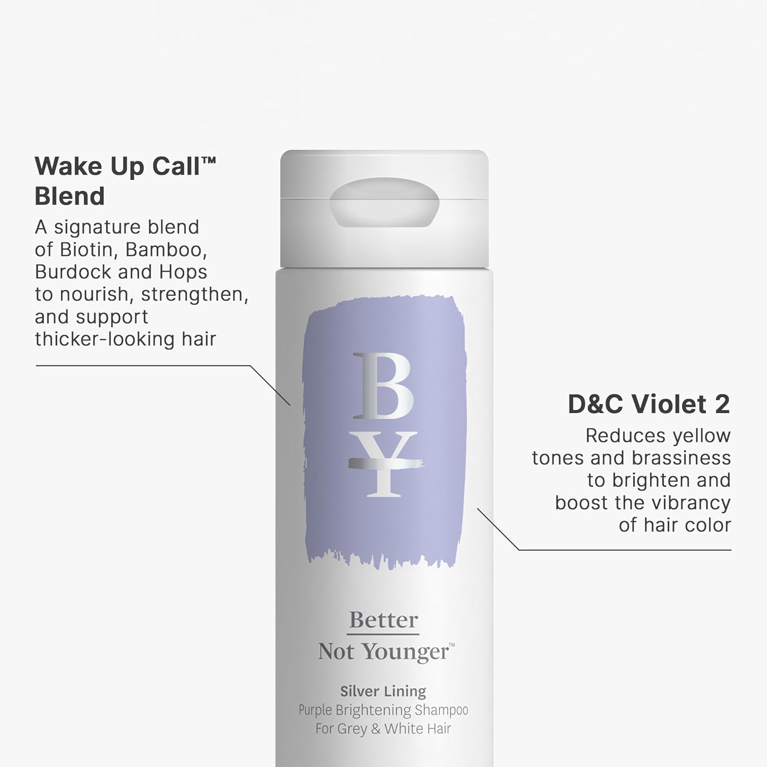 Better Not Younger biotin bamboo blend strengthens aging hair.