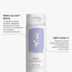 Better Not Younger biotin bamboo blend strengthens aging hair.