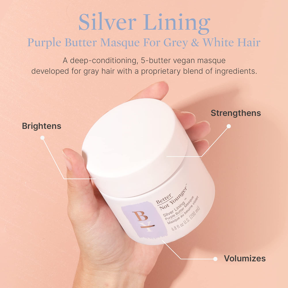 Better Not Younger Silver Lining butter mask tube highlights creamy texture and nourishment.