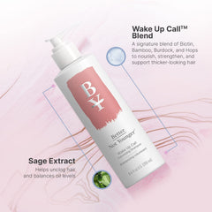 Better Not Younger Wake Up Call bottle label highlights biotin and color-safe formula.