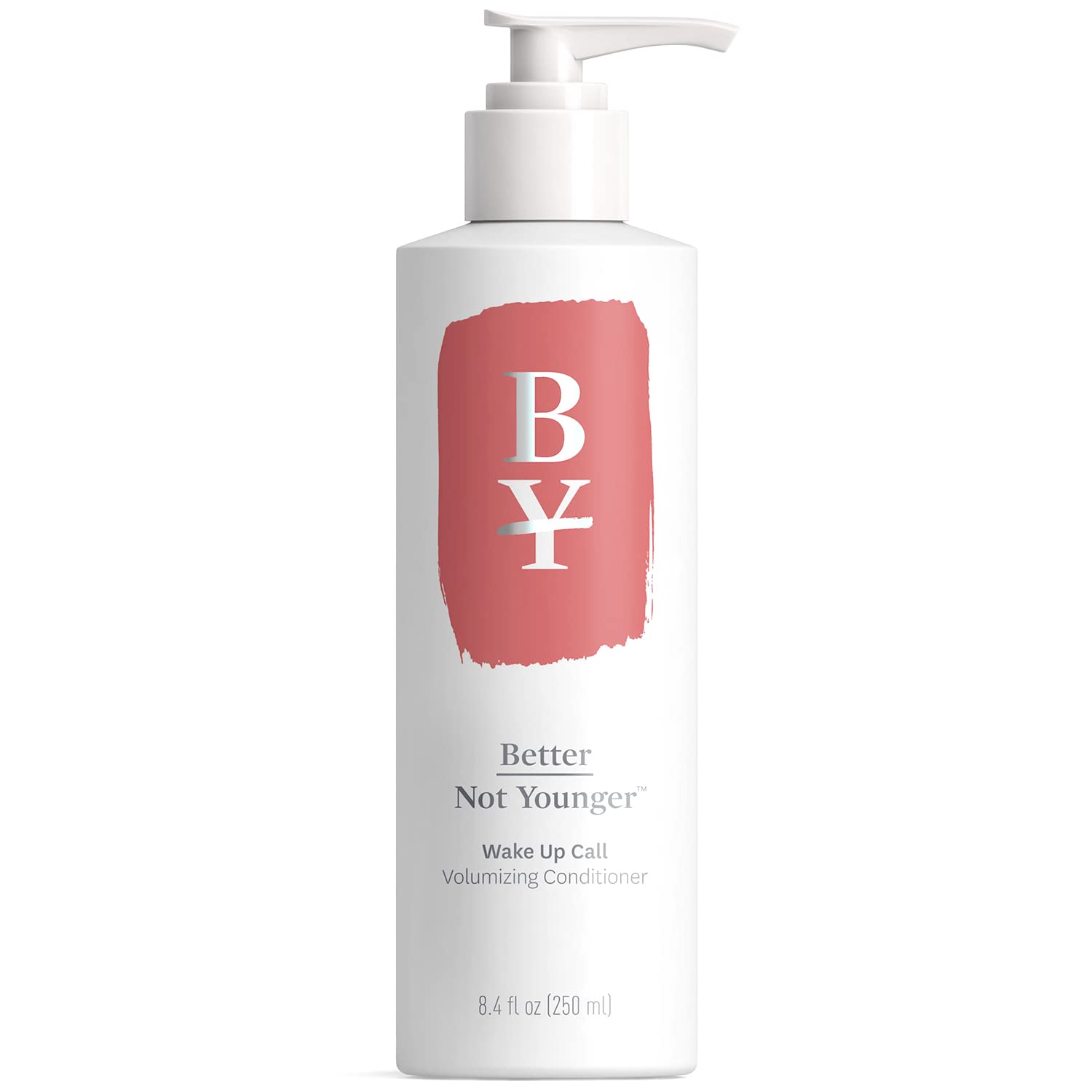 Better Not Younger Wake Up Call Volumizing Conditioner bottle front shows lifted, fuller-looking hair promise.