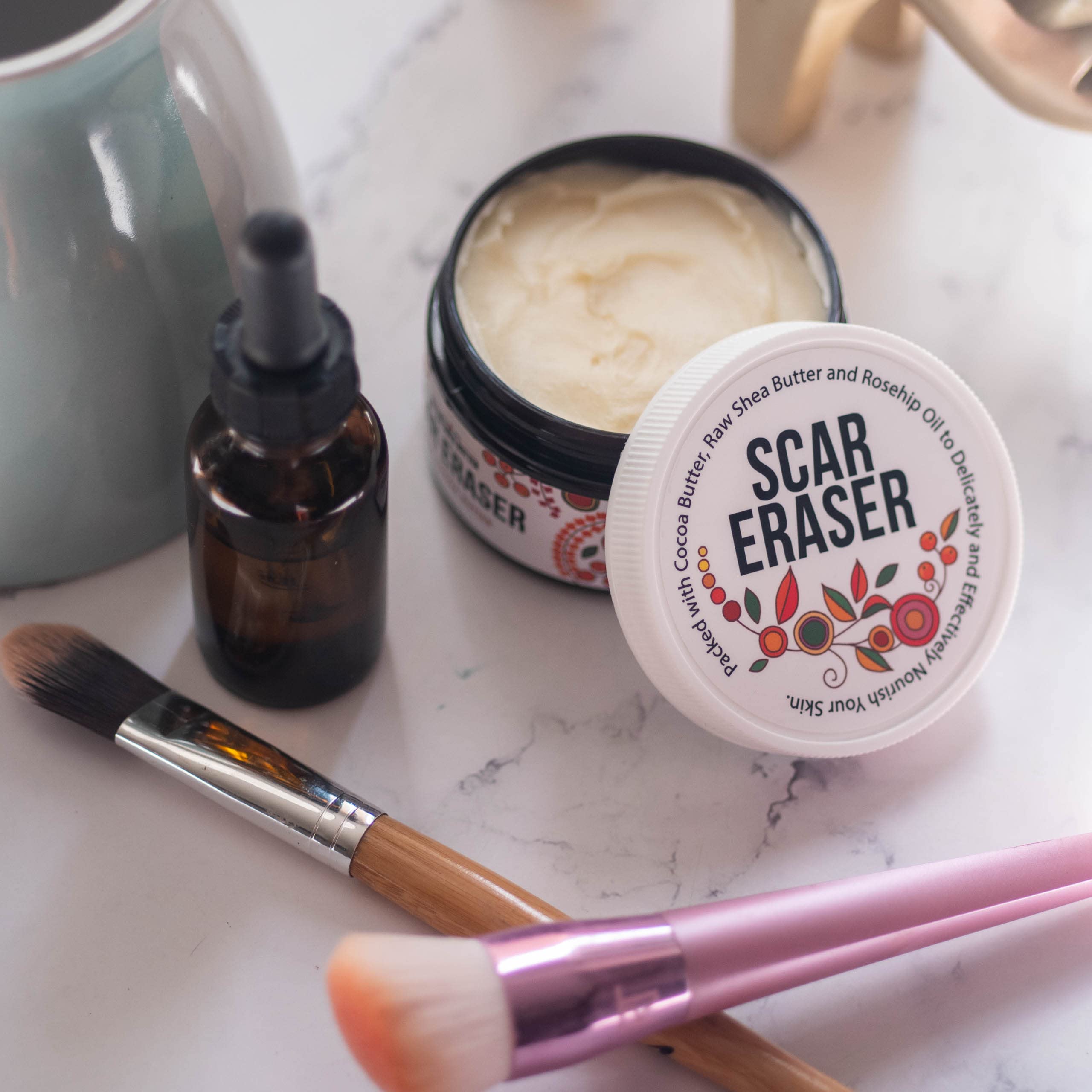 Better Shea Butter acne scar application on skin showing smoothing focus