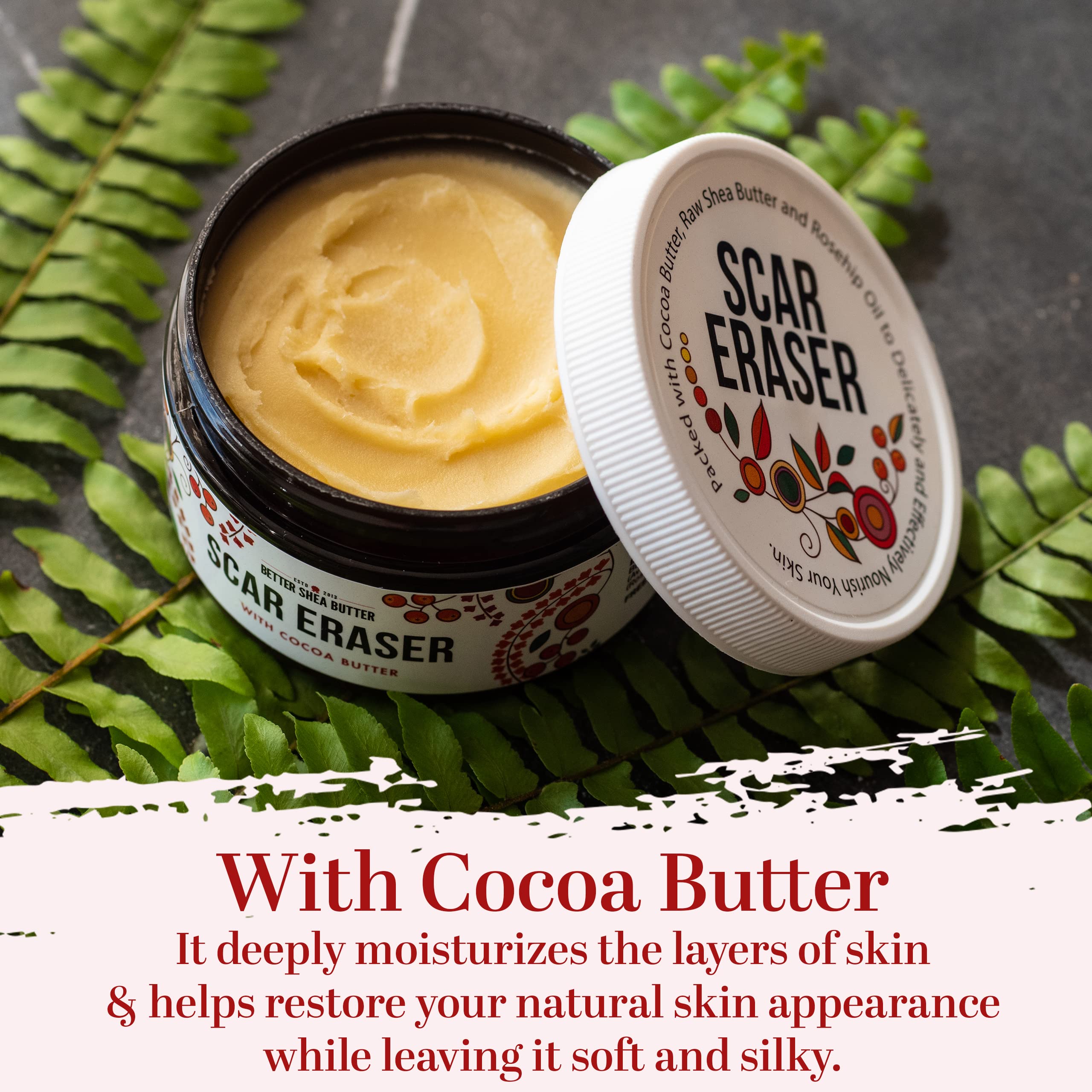 Better Shea Butter body moisturizer on hands highlighting long lasting hydration