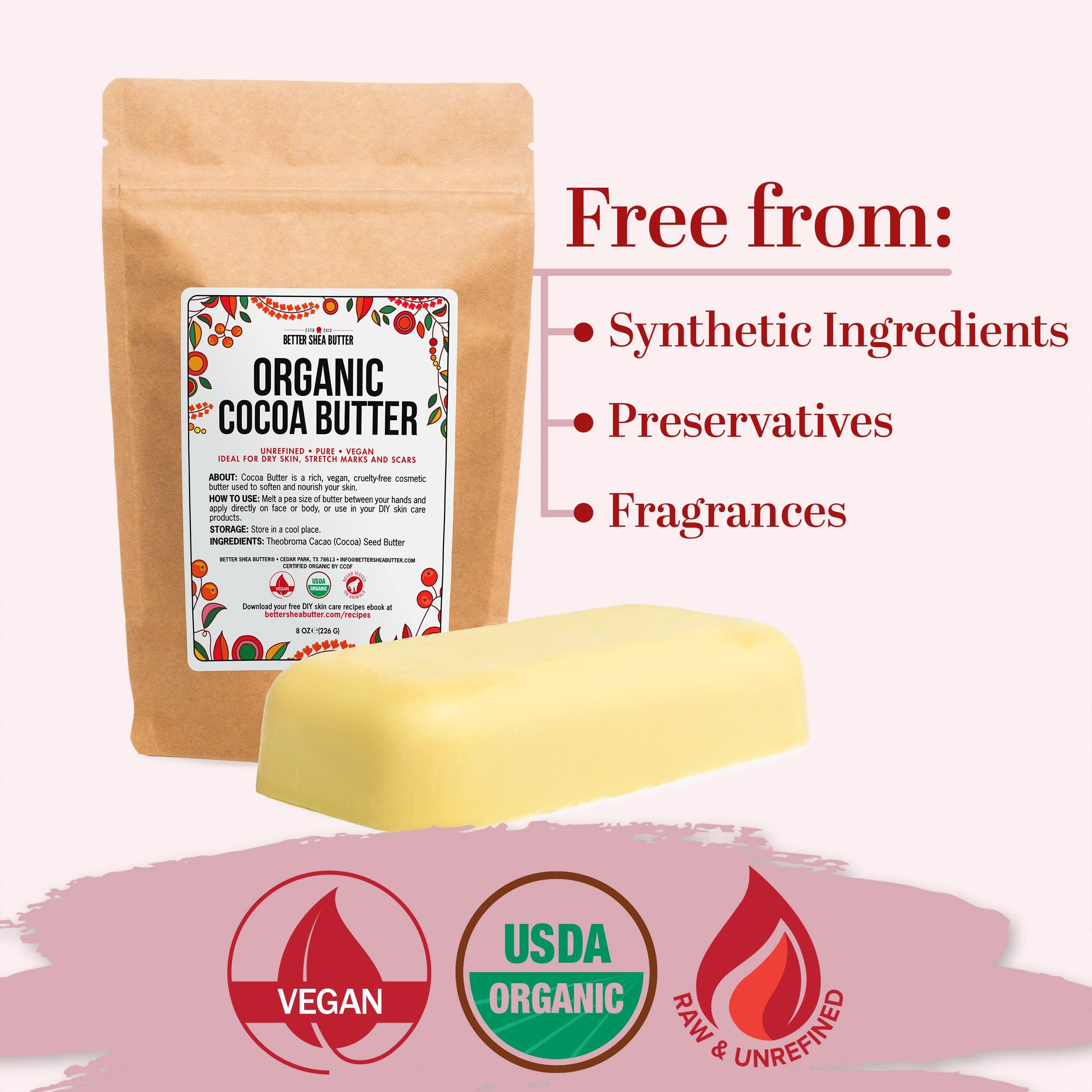 Better Shea Butter cocoa butter scent—rich chocolate aroma fading on skin.
