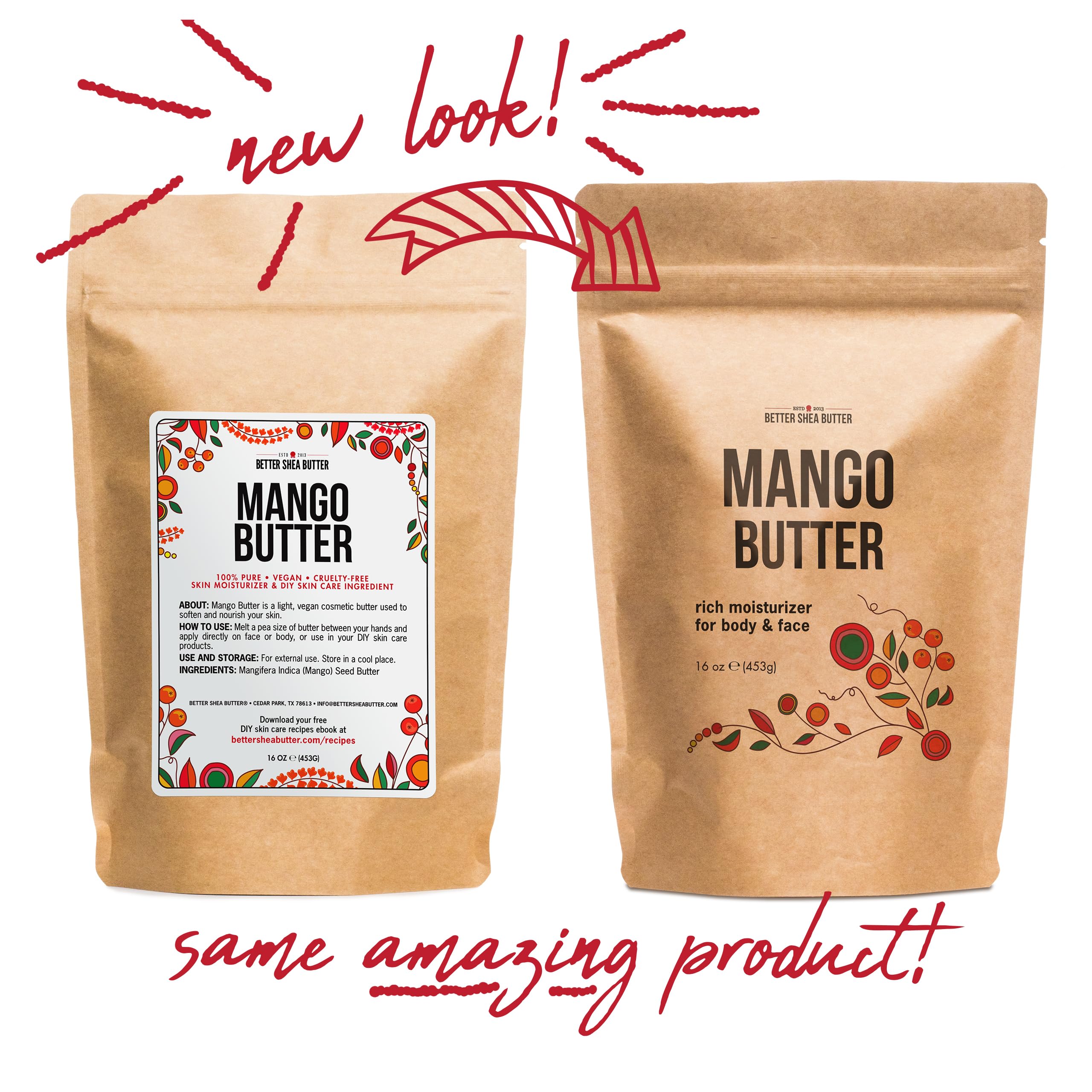 Better Shea Butter Mango Butter used on hair for softness and shine.
