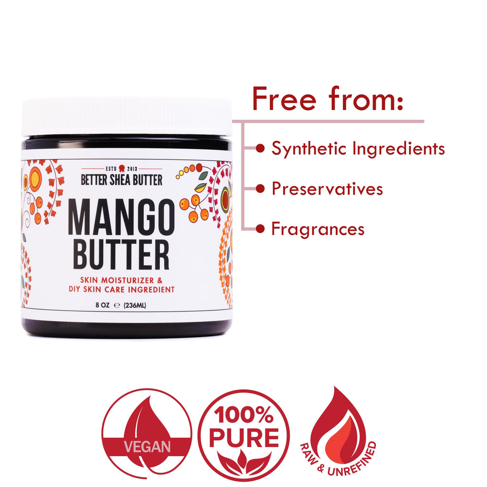 Better Shea Butter Mango Butter packaging display showing natural ingredients and DIY potential