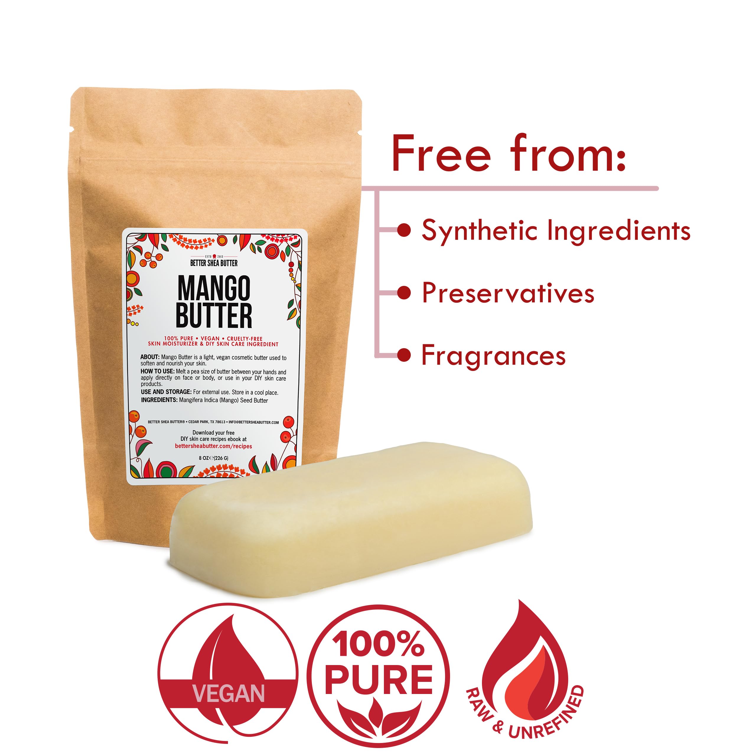 Better Shea Butter mango butter smooths skin for a silky, hydrated feel