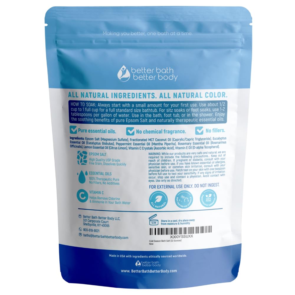 Better Bath Better Body USP-grade Epsom salt base boosts relaxation in a soak