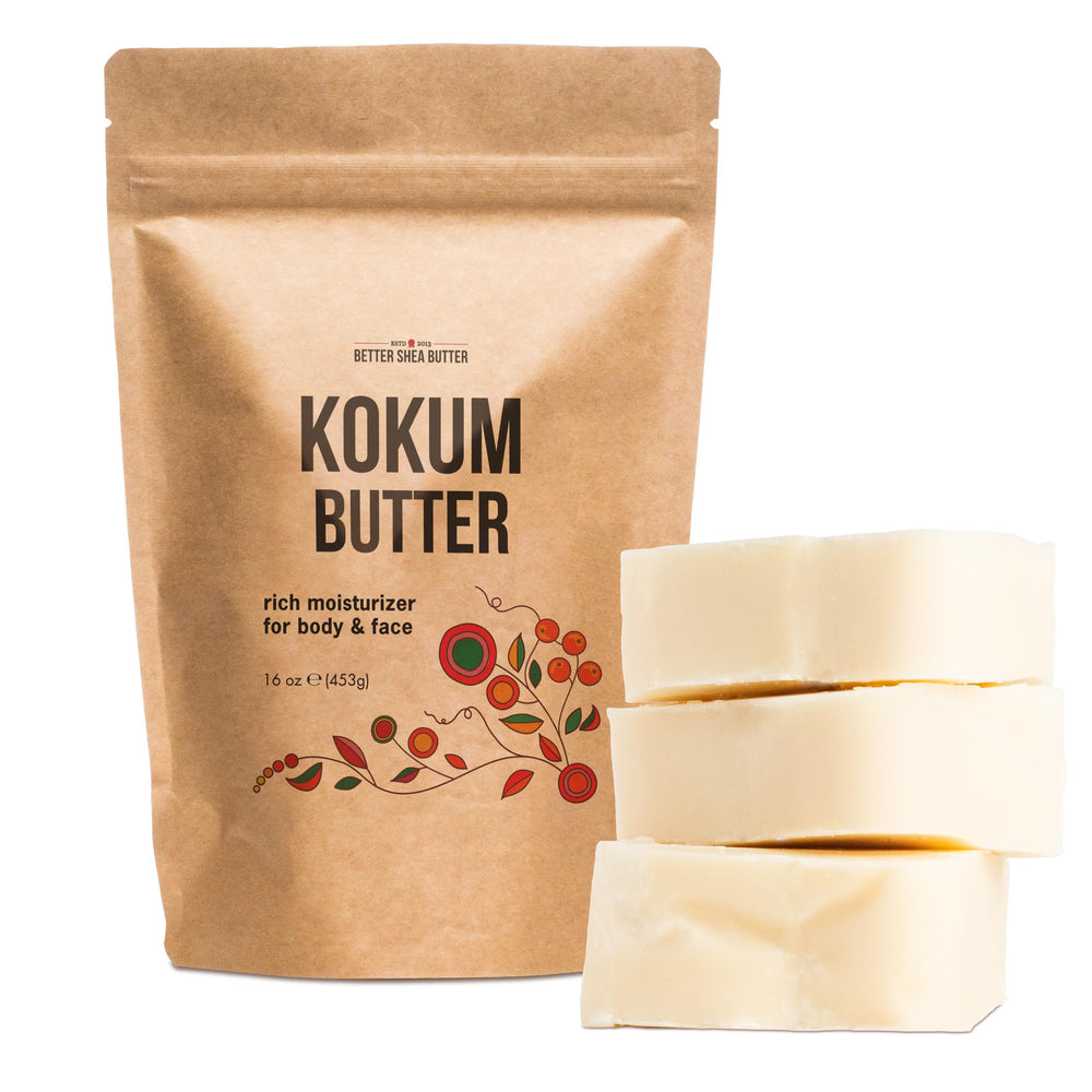 Better Shea Butter Raw Kokum Butter Block with firm unscented texture for DIY skincare