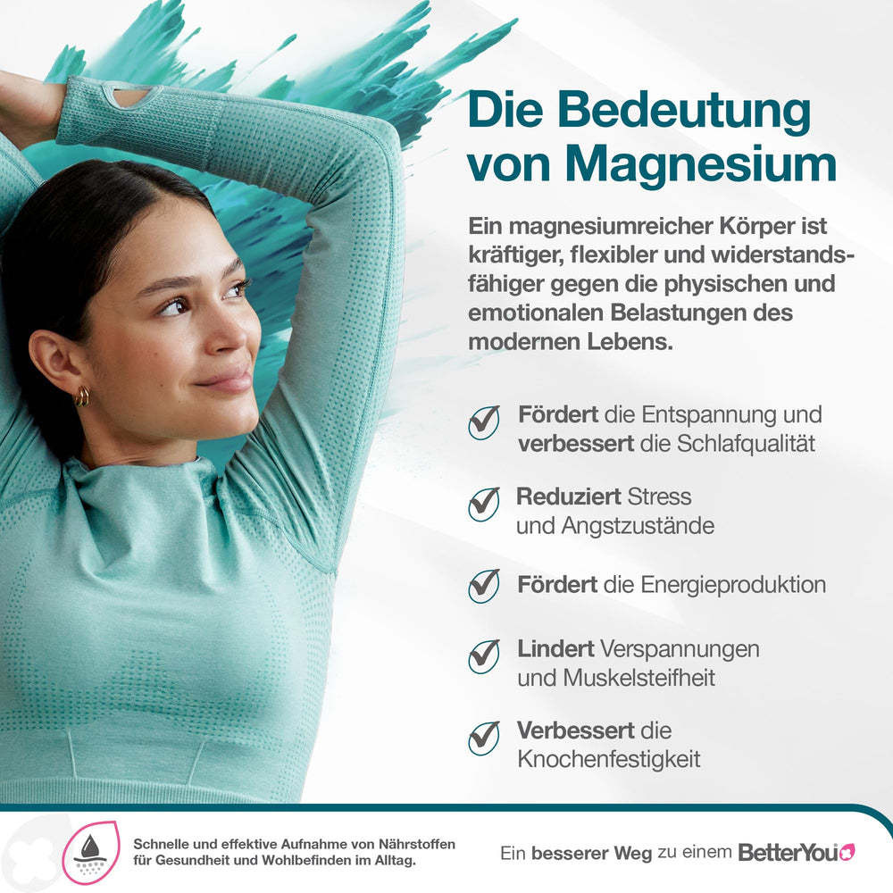 BetterYou magnesium flakes packaging front emphasizing eco-friendly design and recyclability.