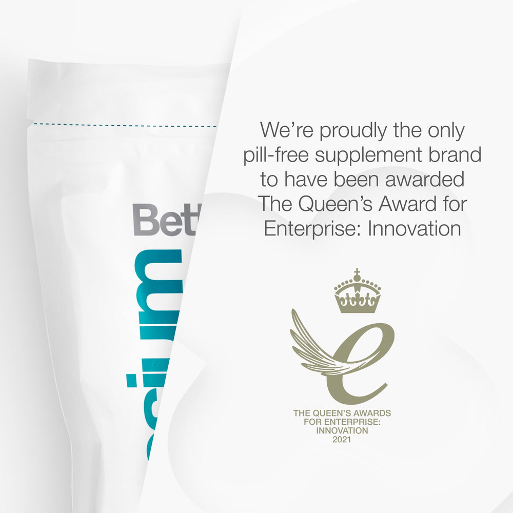 BetterYou sustainable packaging close-up with palm-free and recyclable symbols.