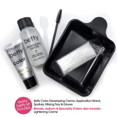 Betty Beauty bottle with applicator—precise, safe color application for sensitive down there hair.