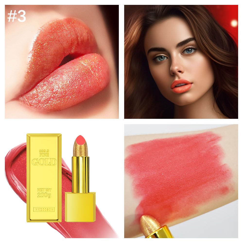 BEUKING Gold Lipstick long-wear formula resists transfer and fading