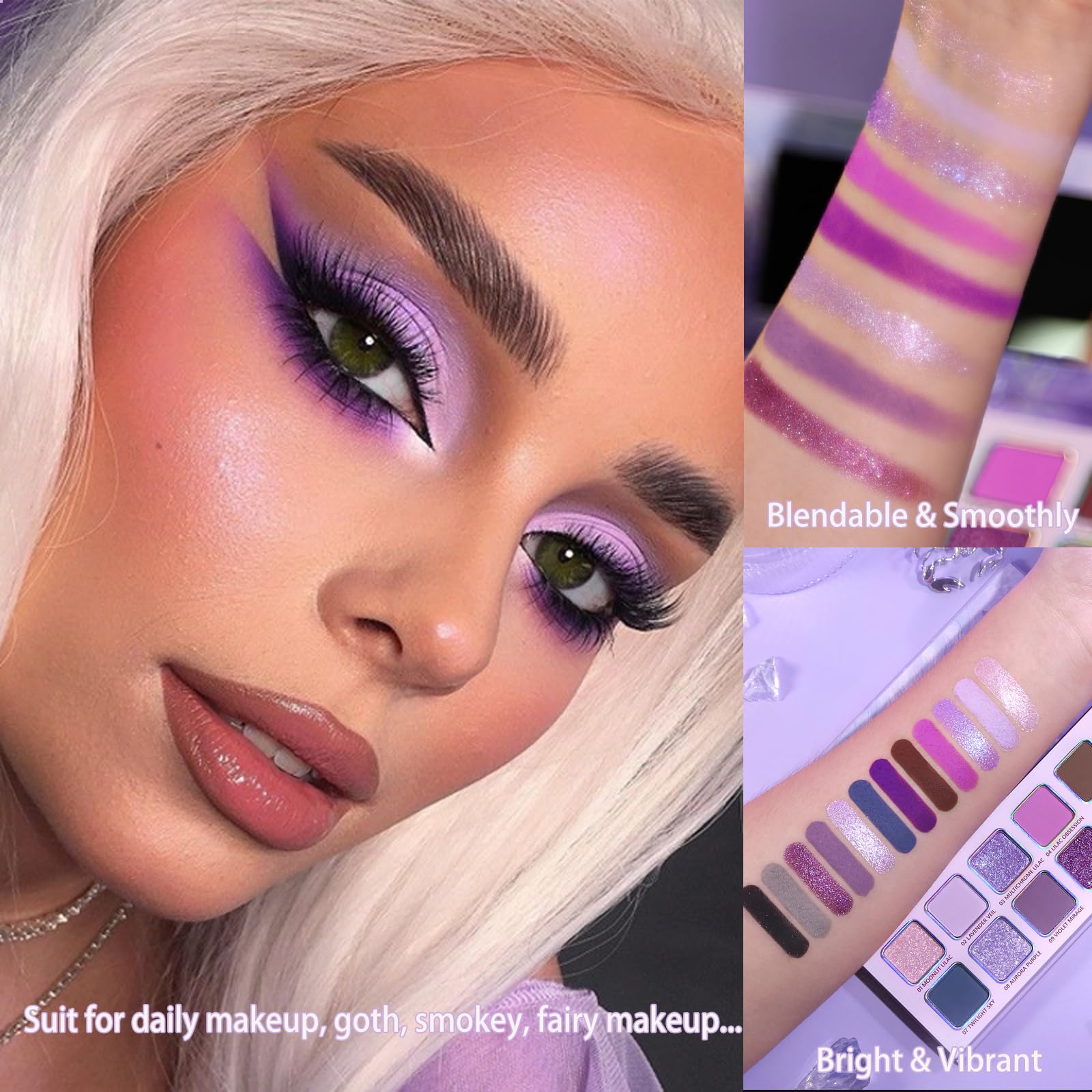 BEUSELF purple palette supports goth or creative cosplay with rich shades.