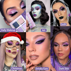 BEUSELF purple palette showcases multichrome glitters for eye-catching sheen.