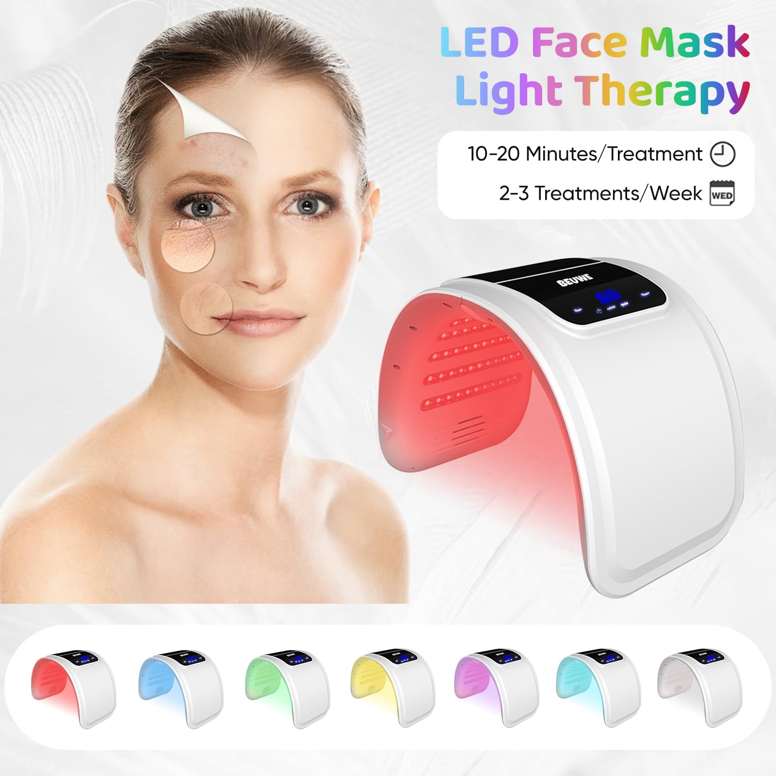 Beuwe LED mask packaging and setup guidance for easy use