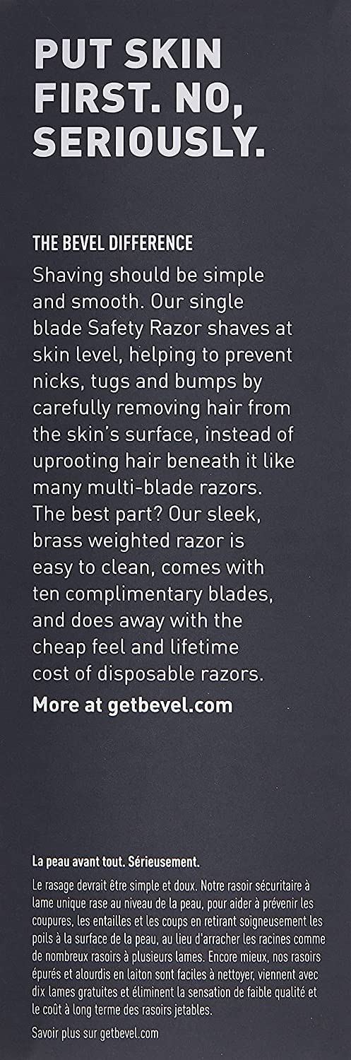 Bevel packaging silver razor with blades and variation