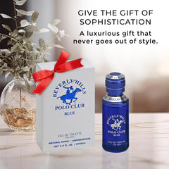 Beverly Hills Polo Club BLUE cap closeup highlighting refined packaging.