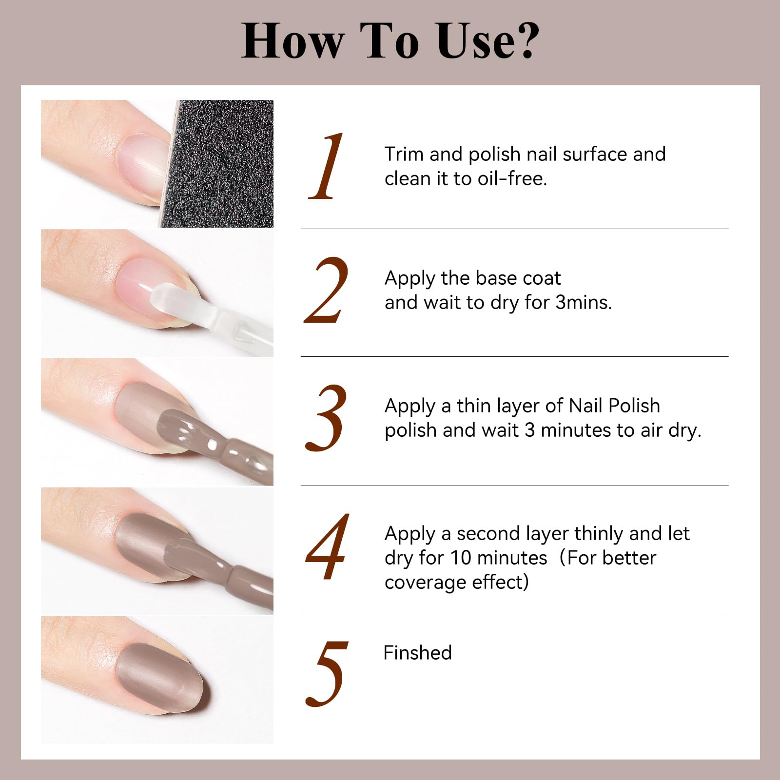 Bevimee brown nail polish on display shows compact 12ml bottle