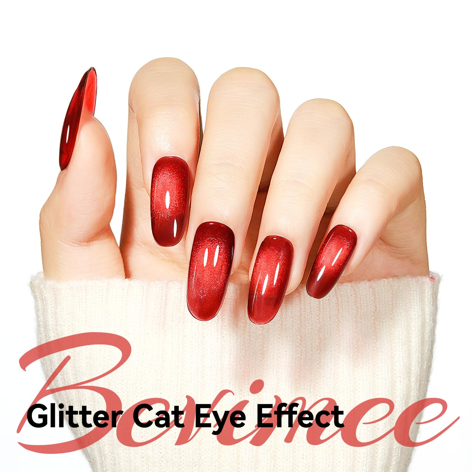 Bevimee burgundy red glitter close-up highlights vivid color payoff