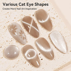 Bevimee champagne gold shimmer cat-eye polish catches light with elegant glow.