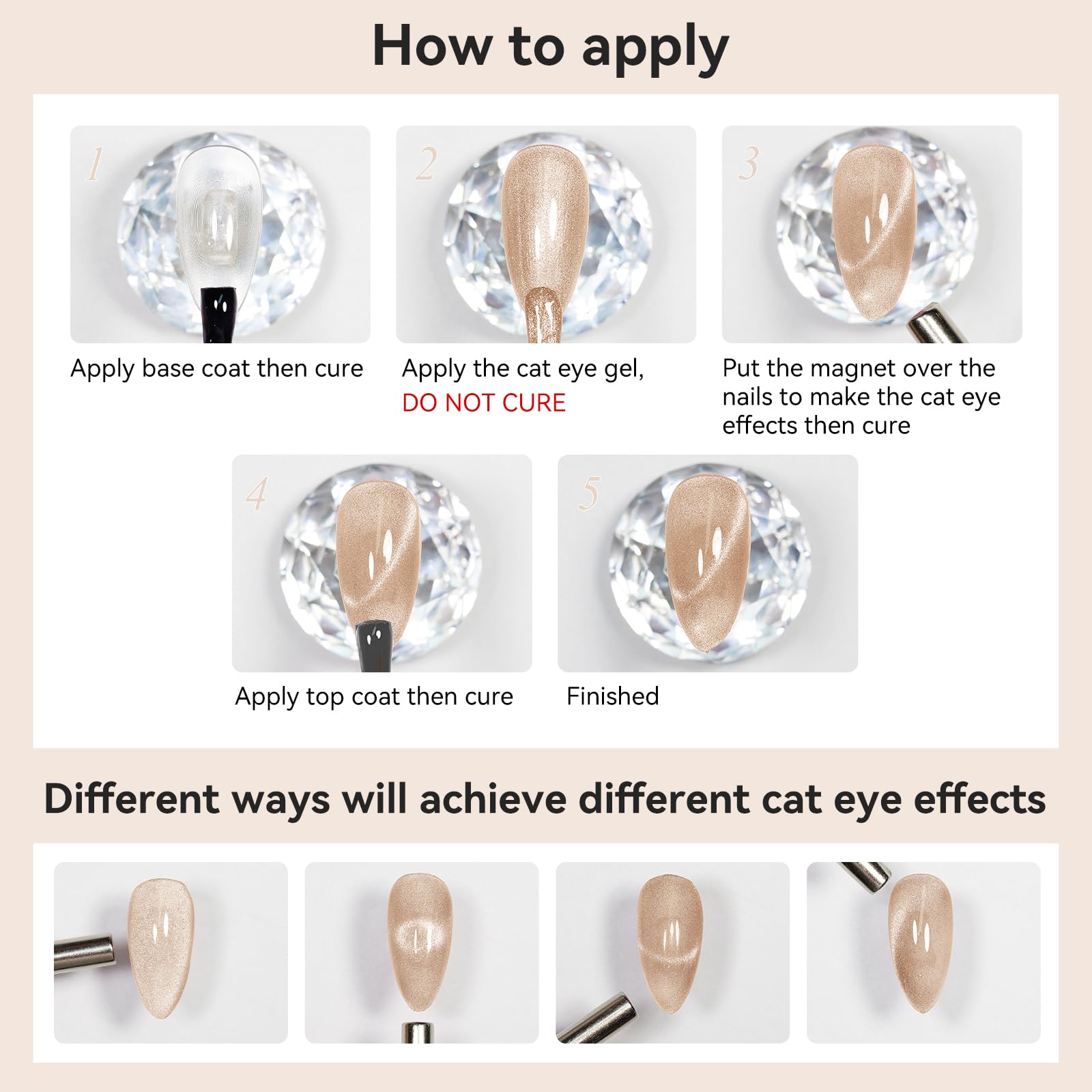 Bevimee at-home DIY manicure with professional-looking cat-eye sparkle.
