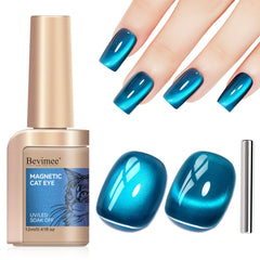 Bevimee Cat Eye Polish Sea Blue Jelly Glass shows a vibrant glass-like finish and shimmer