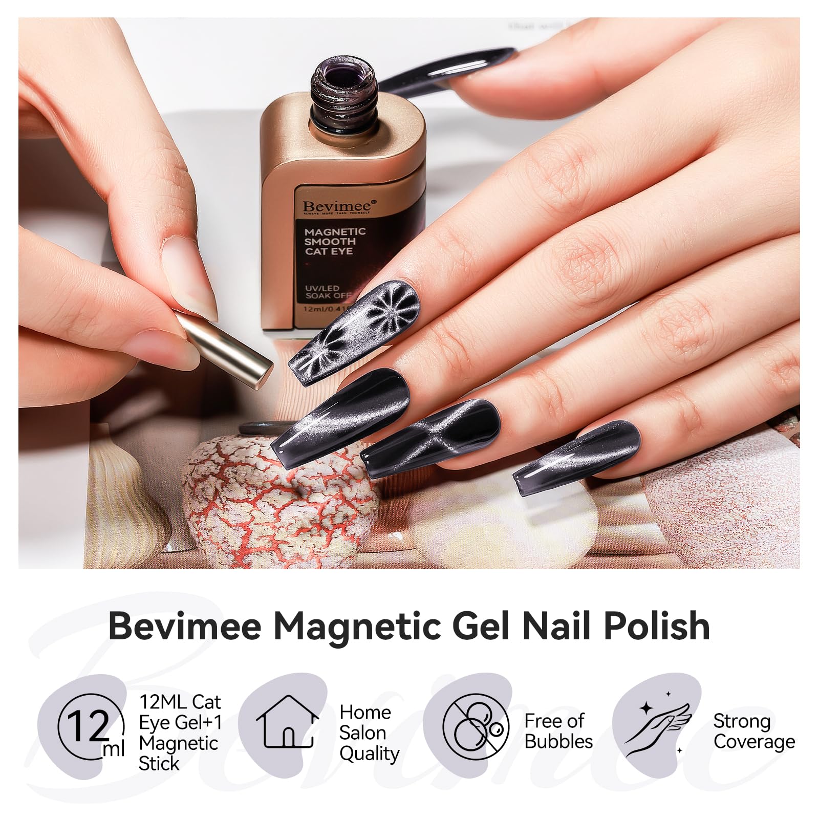 Bevimee cruelty-free nail gel emphasizes non-toxic formulation.