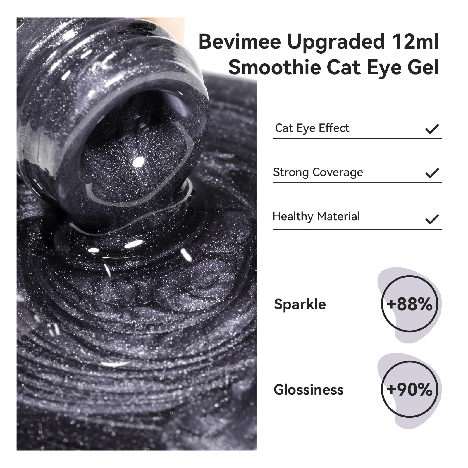 Bevimee magnetic stick close-up for varied cat eye effects.
