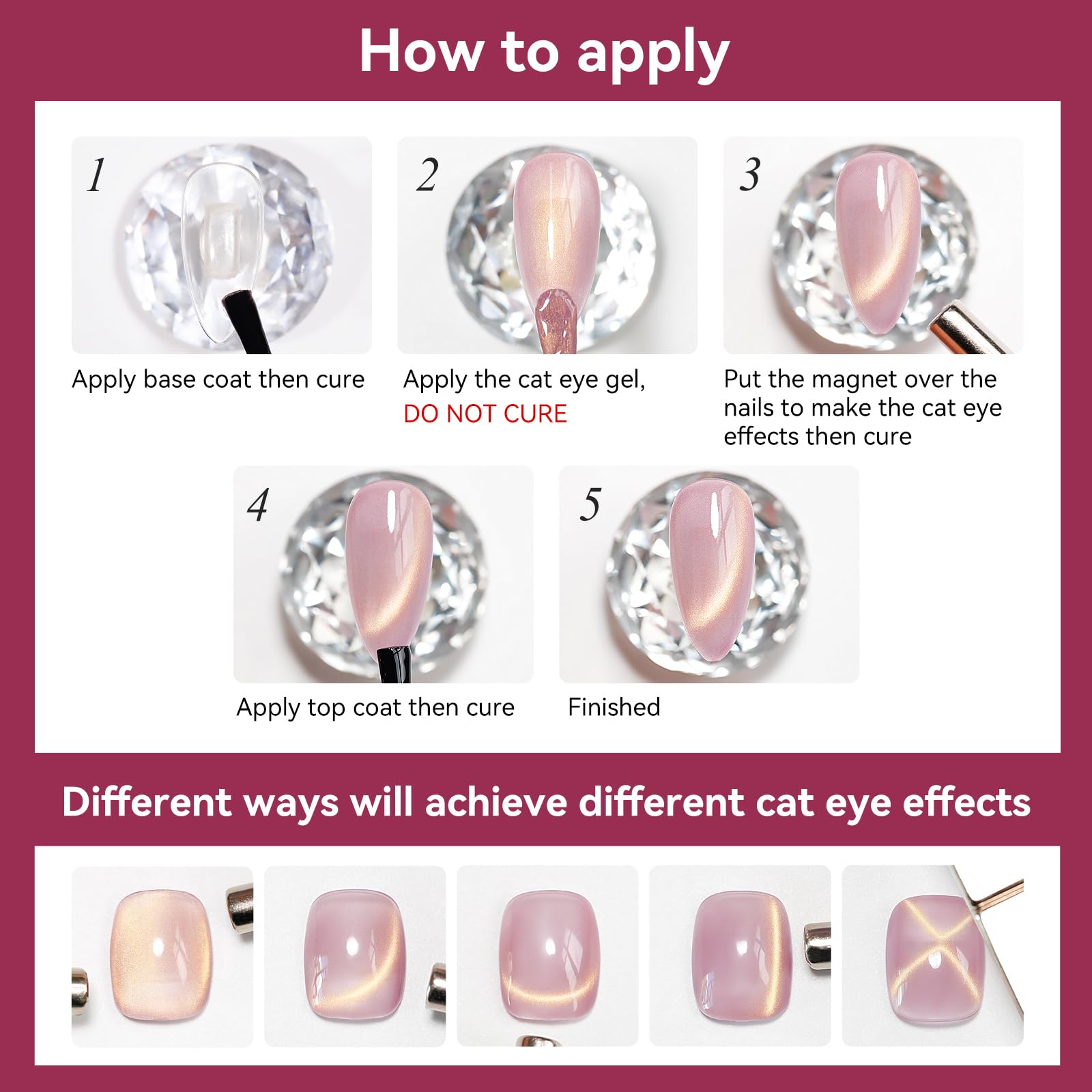 Bevimee manicure on display highlights long wear jelly cat eye look