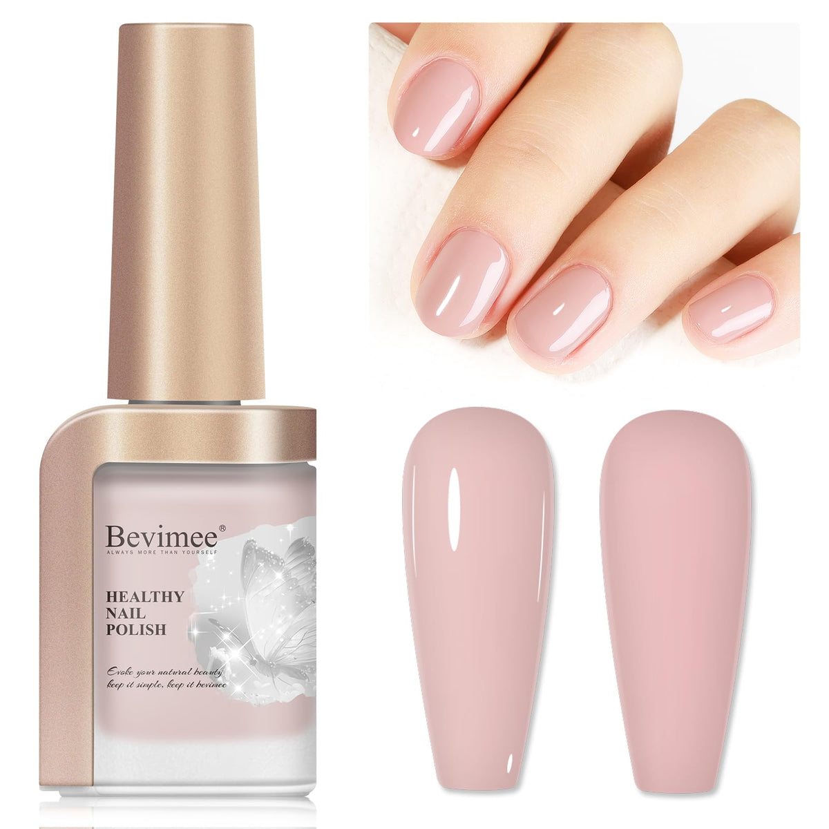 Bevimee Nude Nail Polish quick-dry application brush delivers smooth, even coverage