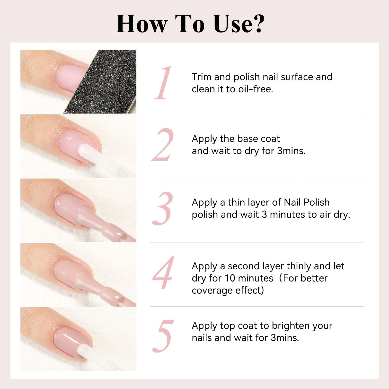 Bevimee long-lasting shine shows durable finish with 1-2 coats