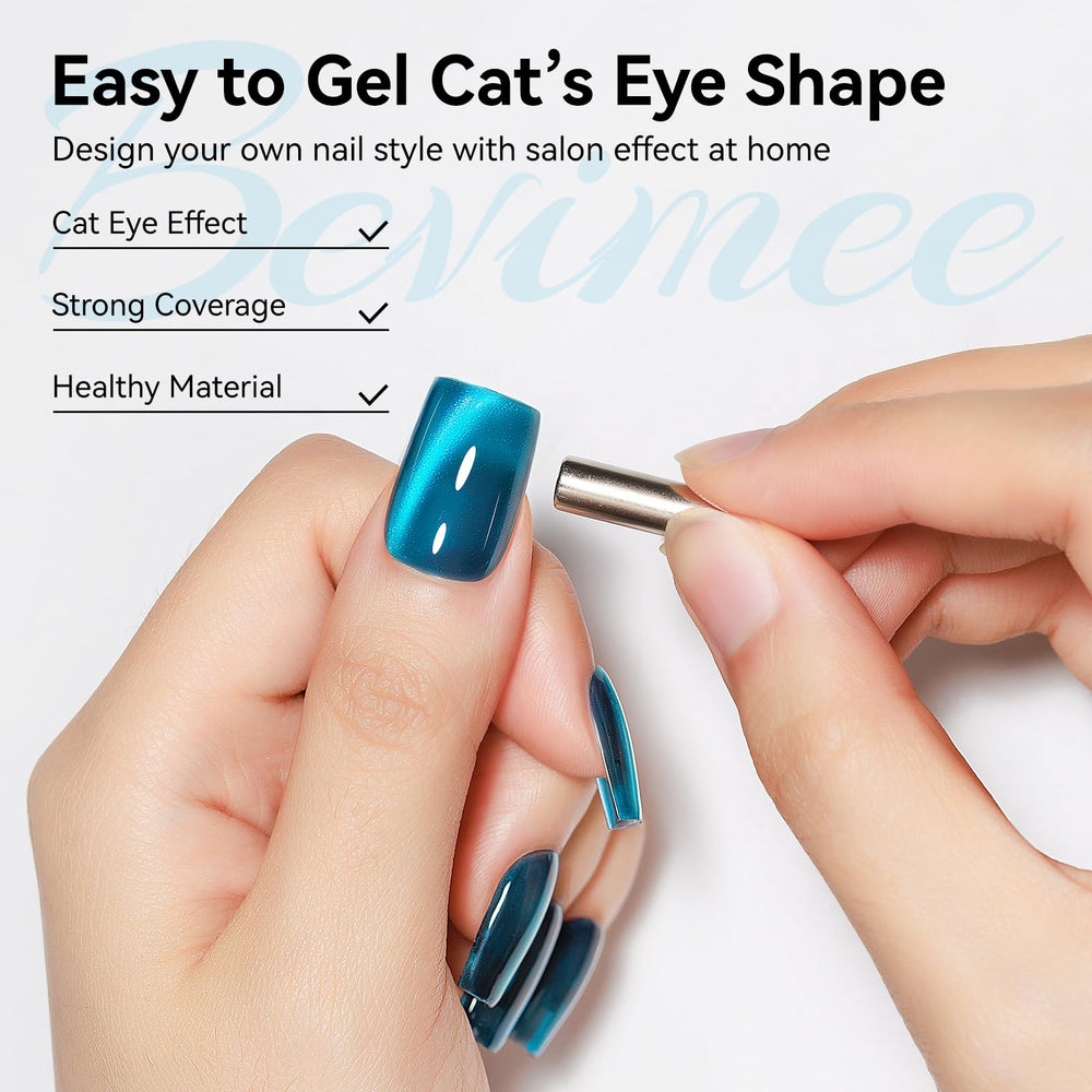 Bevimee UV gel nail lamp curing to activate the cat-eye effect