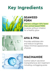 BE+WANTS seaweed mask close-up — AHA/BHA exfoliation reveals smoother skin