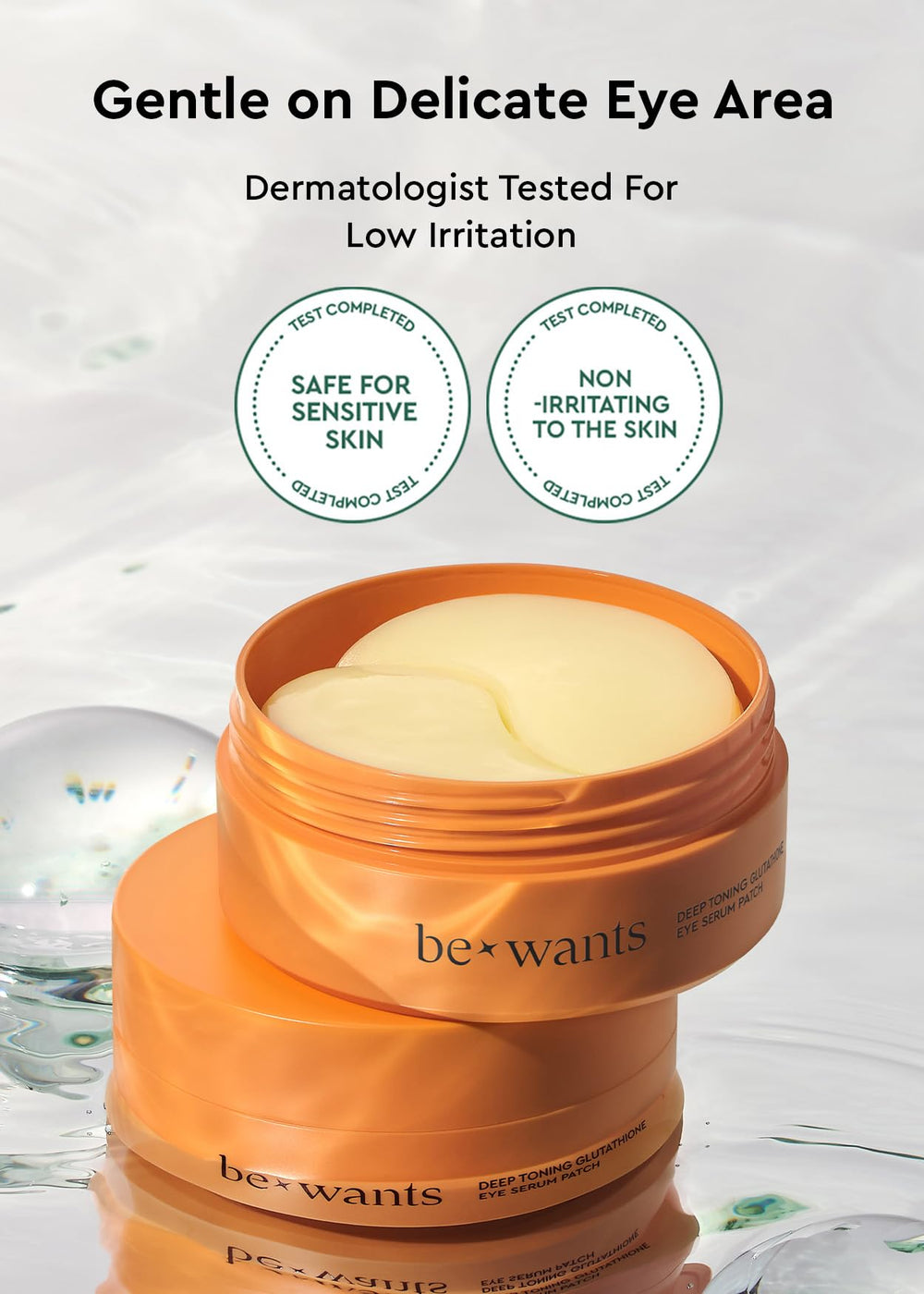 BE+WANTS patches support active absorption of serums for smoother skin.