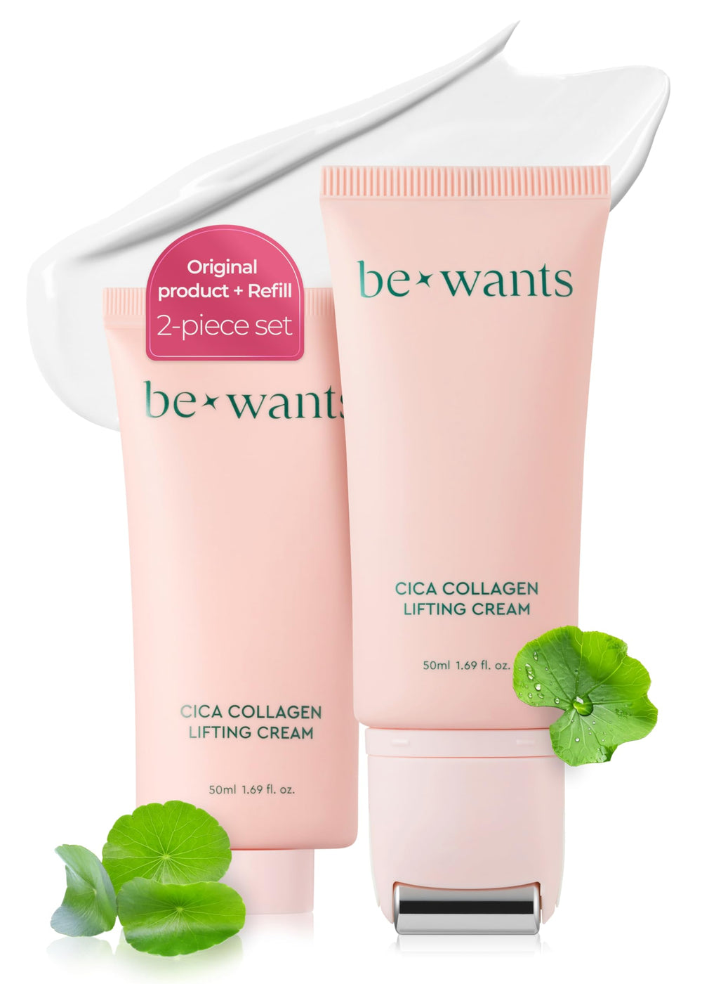 BE+WANTS gua sha neck cream roller delivering lift for neckline contour.